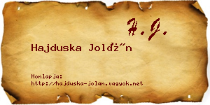 Hajduska Jolán névjegykártya